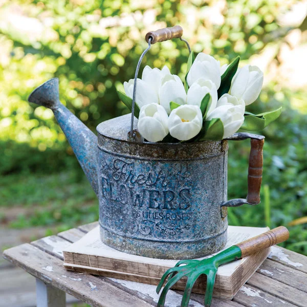 Bed skirts with a high - thread count for a quality feelFarmhouse Denim Watering Can