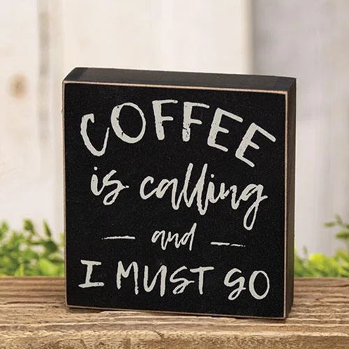 Bed skirts with a geometric print for a modern aestheticCoffee Is Calling Box Sign