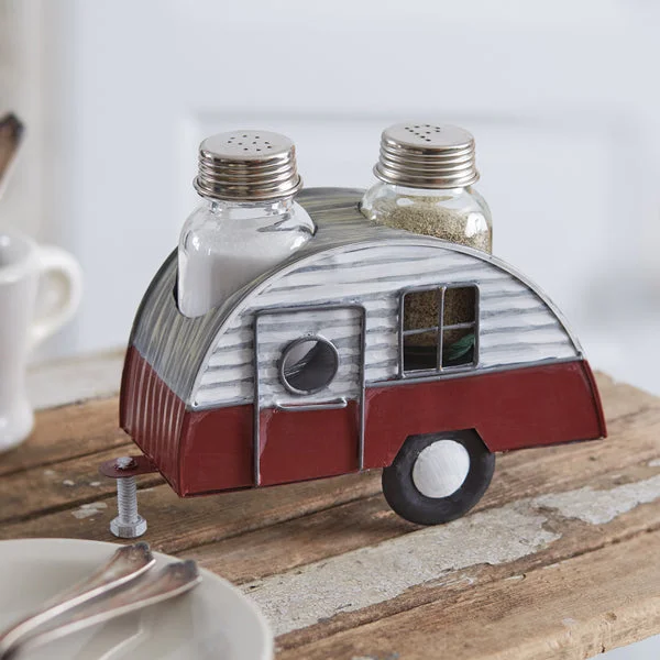 Bed skirts with a scalloped hem for a charming detailCamper Salt and Pepper Caddy