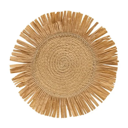 Queen - size bed skirts with ruffled edgesNatural Jute & Dried Grass Candle Mat Small