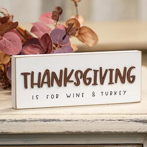 King - size bed skirts in solid colorsThanksgiving is For Wine & Turkey Block Sign