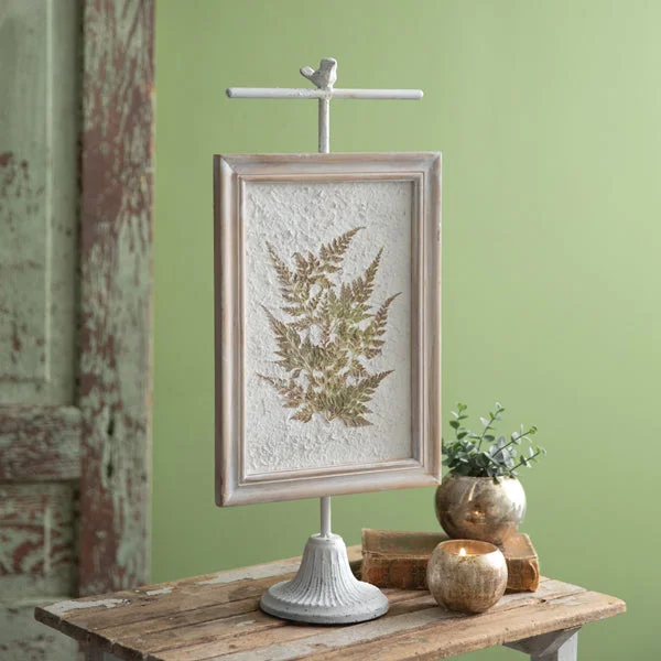 Bed skirts with a geometric cut - out designPressed Botanical Fern on Stand
