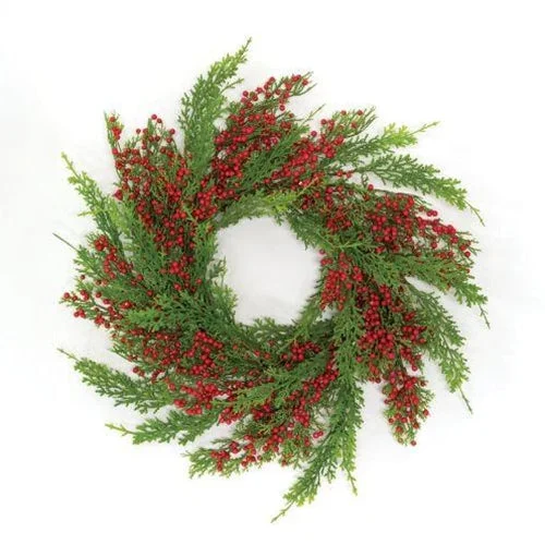 Polyester bed skirts for easy care and durabilityMerry Red Berries & Cedar Candle Ring 6.5"