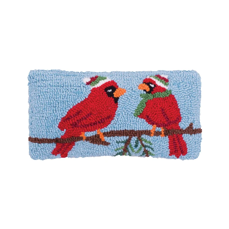 Cotton Pillows for Natural ComfortWinter Cardinal Hooked Mini Pillow