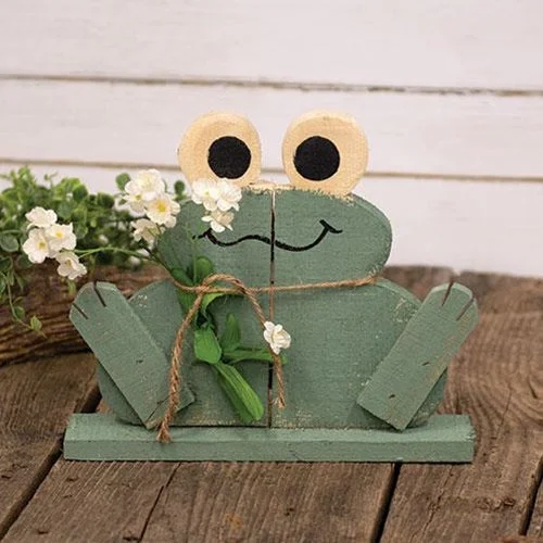 Bed skirts in bold colors for a statement - making lookRustic Wood Happy Frog on Base w/Flowers