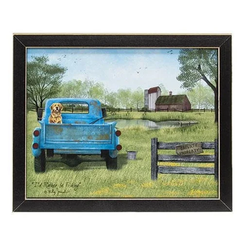Bed skirts with a football - team - colored patternDog in Truck Framed Print 8"x10"