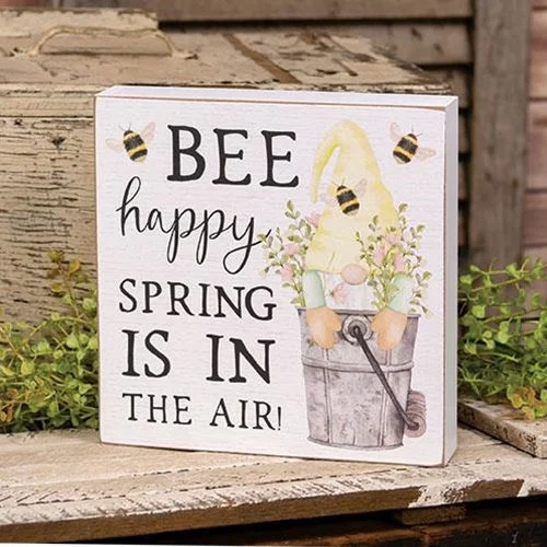 Bed skirts with a contemporary styleBee Happy Spring is in the Air Gnome Box Sign