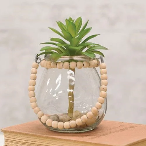 Bed skirts with a geometric cut - out designWide Glass Jar w/Natural Beaded Handle