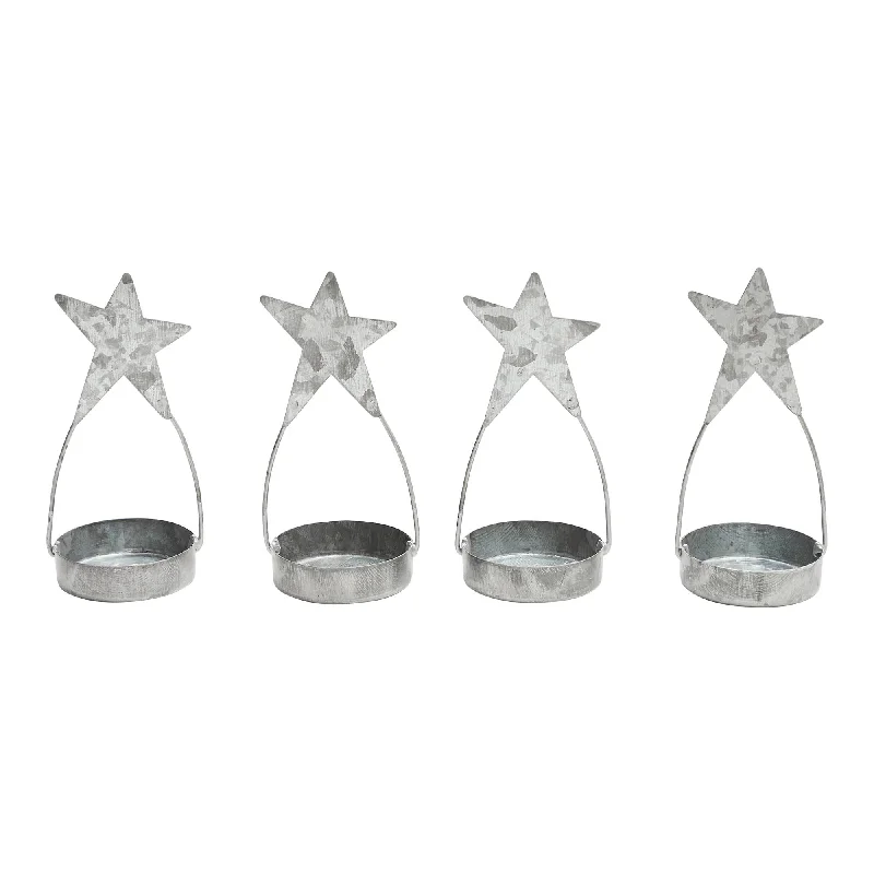 Floral - printed bed skirts for a feminine touchStar Tealight Holder Galvanized Set of 4 4x1.75x1.75 Floral - printed bed skirts for a feminine touchStar Tealight Holder Galvanized Set of 4 4x1.75x1.75