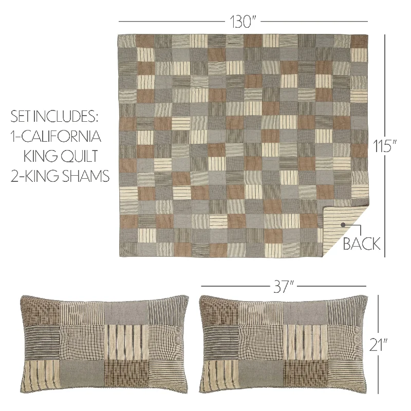 Bed skirts with a football - team - colored patternSawyer Mill Charcoal California King Quilt Set; 1-Quilt 130Wx115L w/2 Shams 21x37