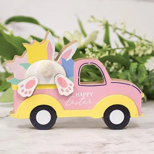 Bed skirts with a wrinkle - resistant fabricMini Happy Easter Bunny Butt Truck Wood Sitter
