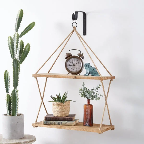 Checkered bed skirts for a classic patternTwo-Tiered Boho Hanging Shelf with Hook