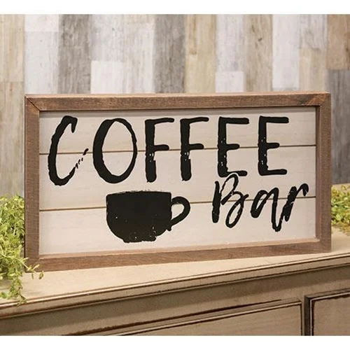 Bed skirts with a unicorn - themed print for kids' bedsCoffee Bar Shiplap Look Framed Sign