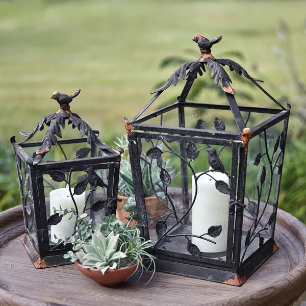 Queen - size bed skirts with ruffled edgesSet of Two Rustic Woodland Lanterns