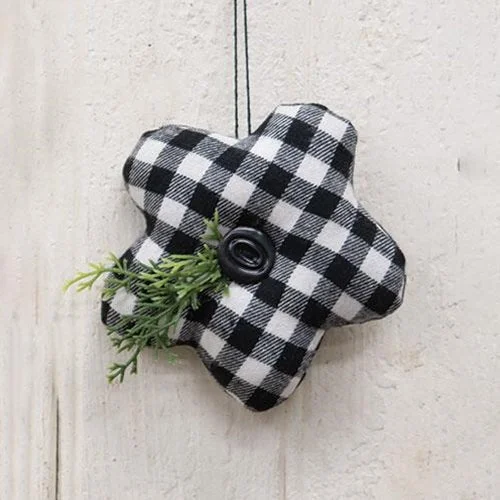 Bed skirts with a high - thread count for a quality feelBlack & White Buffalo Check Stuffed Felt Flower Ornament Bed skirts with a high - thread count for a quality feelBlack & White Buffalo Check Stuffed Felt Flower Ornament