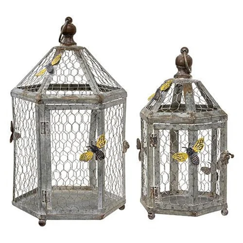 Bed skirts with a ruffled tiered design2/Set Rustic Bee Metal Birdcage w/Chicken Wire