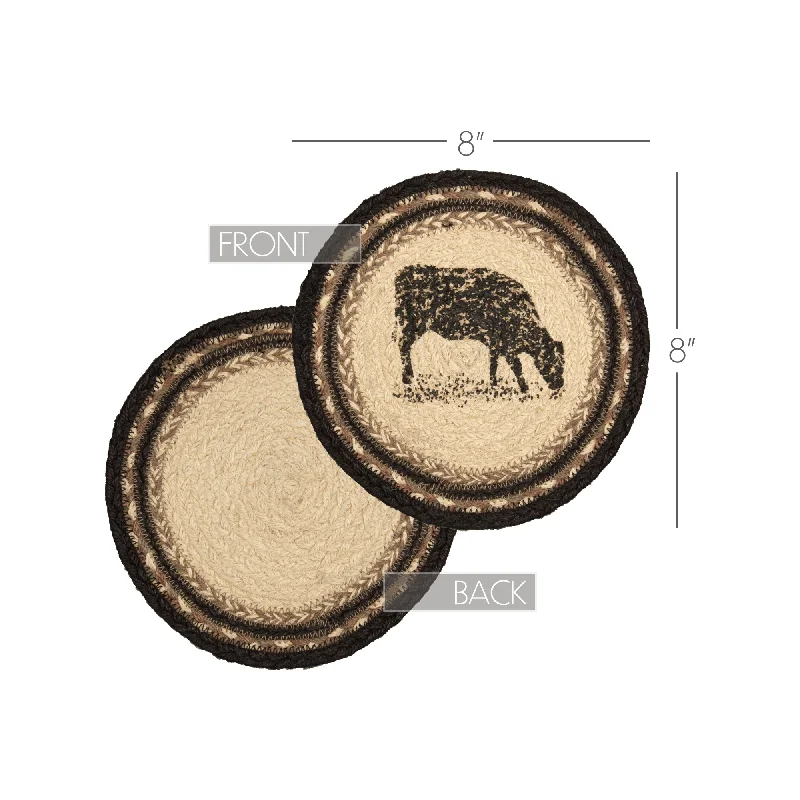 Bed skirts with a country - style patternSawyer Mill Charcoal Cow Jute Trivet 8