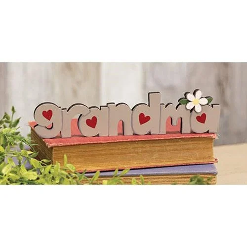 Bed skirts with a shabby - chic styleGrandma Wooden Word Cutout Sitter