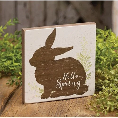 Polyester bed skirts for easy care and durabilityHello Spring Bunny Silhouette Block Sign