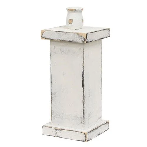 Bed skirts with a child - friendly printTall Wooden Pedestal Taper Holder Farmhouse White