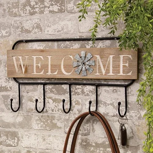 Bed skirts with a nautical themeWhitewashed Wood & Metal Windmill Hook Rack