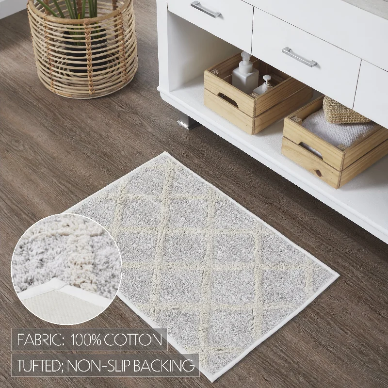 Bed skirts with a bohemian - inspired patternFrayed Lattice Oatmeal Bathmat 20x30